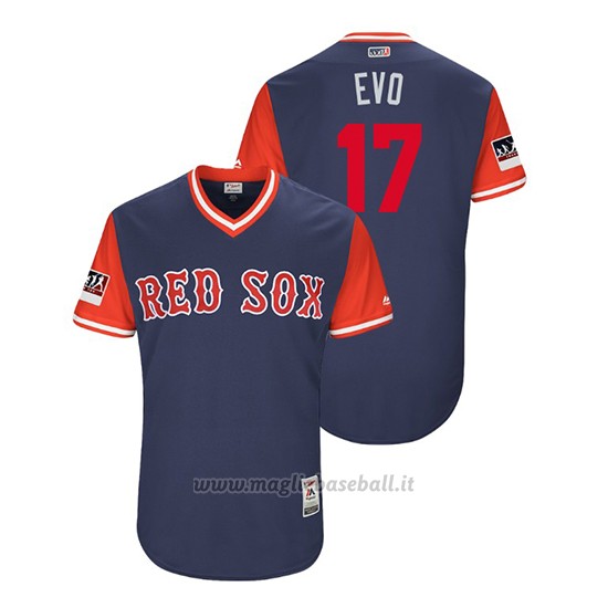 Maglia Baseball Uomo Boston Rosso Sox Nathan Eovaldi 2018 Llws Players Weekend Evo Blu